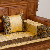 红木沙发坐垫 实木中式沙发座垫飘窗软棕垫 橙小龙拼墨绿小龙