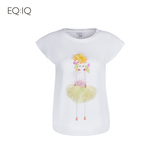 EQ:IQ春夏白色短袖T恤立体花朵人物蝙蝠袖上衣-003143B603