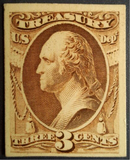 美国1873年农业部公事邮票硬卡纸雕刻版印样，华盛顿总统外国名人