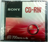 索尼光盘 可擦写CD-RW 4X 空白单片装 音乐碟 cd刻录盘