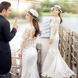 影楼婚纱摄影新款白纱 韩式唯美镂空蕾丝主题白纱 法式拍摄白纱