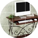 美式复古做旧风格 实木餐桌椅组合套件 会议室铁艺办公台电脑桌子