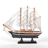 实木地中海帆船模型摆件创意家居装饰品客厅电视柜摆设木质工艺品