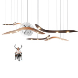 木修远-如影」 设计师现代简约艺术餐厅LED实木吊灯前台长形吊灯