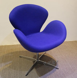 高档蓝色布艺天鹅椅创意时尚花瓣椅蛋壳设计师椅子不锈钢办公椅