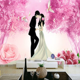 时尚浪漫情侣3D壁画简约客厅餐厅卧室婚房电视背景墙壁纸无缝墙纸