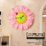 欧式菊花田园挂钟时尚创意卧室壁钟静音客厅挂表可爱装饰时钟表