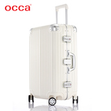 OCCA纯PC拉杆箱万向轮 女铝合金包角旅行箱金属锁行李箱男托运箱