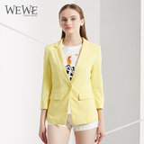 WEWE/唯唯春季新款时尚纯色修身V领一粒扣长袖小西装女外套潮 女