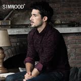 Simwood男装新款休闲男士长袖衬衫 潮 欧美修身迷彩印花衬衣