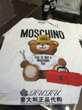 RURU意大利正品代购 moschino 16春夏小熊短袖白色T恤