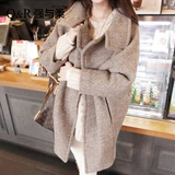 2015秋冬新款女装韩版茧型宽松毛呢外套女中长款加厚羊毛呢子大衣