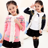 新款2016春季女童薄款针织开衫外套童装韩版儿童羊绒毛衣羊毛大衣
