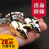 韩国高档创意礼品LED灯光可爱老鼠汽车钥匙扣男士不绣钢生肖挂件