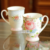 田园玫瑰花朵创意高档骨瓷杯子茶杯水杯欧式马克杯牛奶杯咖啡杯
