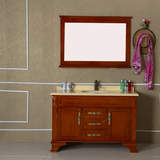 简约现代中式浴室室柜组合美式橡木实木洗脸盆组合大理石洗手台