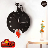 猫和老鼠摇摆挂钟欧式时尚创意静音时钟现代装饰钟表个性客厅挂表