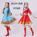 新款藏族舞蹈服装女 民族舞蹈服装演出服 蒙古族少数民族舞台服装