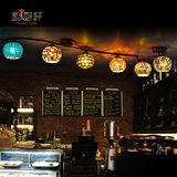 个性地中海弯道吸顶灯吧台过道彩色玻璃酒吧网吧咖啡厅装饰吸顶灯