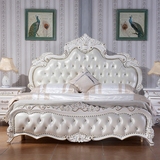 欧式实木床白色法式雕花橡木婚床2米2.2米双人大床高箱储物公主床