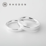 RHODON手工925银戒子简洁银指环日韩光面对戒男女款刻字情侣戒指