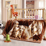 秋冬季加厚拉舍尔毛毯儿童卡通狗狗双层童毯子110x140cm婴儿盖毯