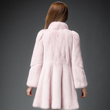 海宁厂家直销2015新品 水貂皮草大衣女款整貂中长款外套修身粉色