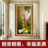 天鹅湖之恋风景油画手绘现代欧式走廊过道山水壁画挂画玄关装饰画