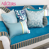 地中海蓝简约现代欧式布艺沙发靠垫含芯 床头大靠包腰靠枕套 抱枕