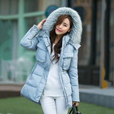 2016冬季女装修身中长款韩版棉服中年长袖大毛领棉衣保暖加厚