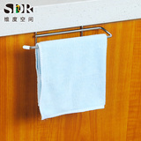 SDR纯304不锈钢厨房抹布架 无痕免钉卷纸架 浴室橱柜门背式毛巾架