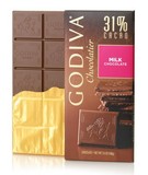 预定 Godiva高迪瓦歌帝梵 圣诞节 31%可可牛奶巧克力直板排块100g