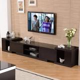 时尚简约现代宜家黑色橡木钢化玻璃白色伸缩电视柜茶几组合1183F