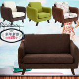 欧式沙发布艺现代宜家小户型植绒组合两人三人简约现代沙发多功能