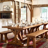 全实木餐桌椅组合 原木美式复古咖啡馆西餐厅酒吧办公室休闲长桌