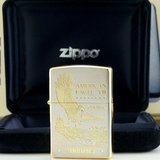 原装正品zippo打火机 1995年镀银蚀刻镀金礼盒装