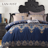 美式床品多件套 欧式磨毛刺绣床上用品1.8m床 床单四件套 欧美风