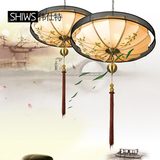 中式吊灯 创意仿古客厅餐厅阳台过道灯布艺古典圆形手绘灯笼吊灯