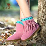 Camel/骆驼女靴 冬季时尚保暖牛猄铆钉流苏平跟雪地靴