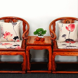 具坐垫套中式餐椅垫红木椅子太师椅坐垫荷花亚麻加厚中国风古典家