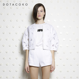 Dotacoko2015秋冬新品女装镂空切花落肩外套短款五分袖115301015C