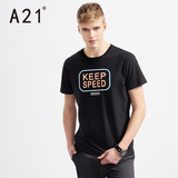 A21男装修身个性3M反光字母圆领短袖T恤 夜光衣休闲2016夏季潮牌