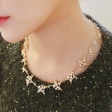 韩国时尚气质韩版短款珍珠星星毛衣链锁骨项链女衣服配饰装饰品冬