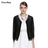 Five Plus2016新品女春装镂空条纹宽松长袖针织开衫2HL1034450
