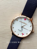 现货美国代购kate spade KSW1040深蓝色真皮表带女士手表