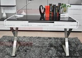 现代简约黑白高档钢琴烤漆写字台电脑桌办公桌烤漆玻璃书桌可定制