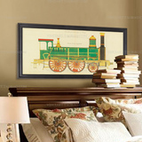 HHARBOR风格美式乡村高档装饰画儿童房卧室挂画客厅墙画复古火车