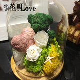 花町永生花礼盒送女友生日礼物创意玫瑰保鲜苔藓小熊玻璃罩圣诞节