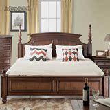 美式实木床简约复古双人床1.5米1.8米婚床小户型定制卧室家具组合