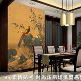 RQ中国名画中式壁画花鸟壁纸客厅餐厅玄关背景墙装饰画无缝墙纸布